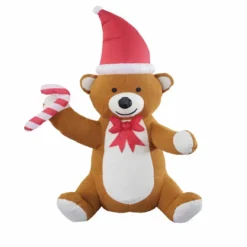 Four Seasons 6’ High Furry Bear Christmas Inflatable - CH17100(B)-180 - Christmas Decor
