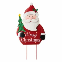 Various Brands 30" Metal Lighted Santa Yard Stake - JKC01702-B - Porch Seasonal Decor