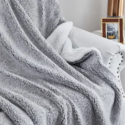 Trail Creek Snuggly Sherpa Throw Blanket, Charcoal Grey - RK-TEDSH-CHAR - Blankets & Bedspreads -Outlet Hearth And Home Store f3052289bedce74a3b62bee90edd3330592013d1 490931843 5
