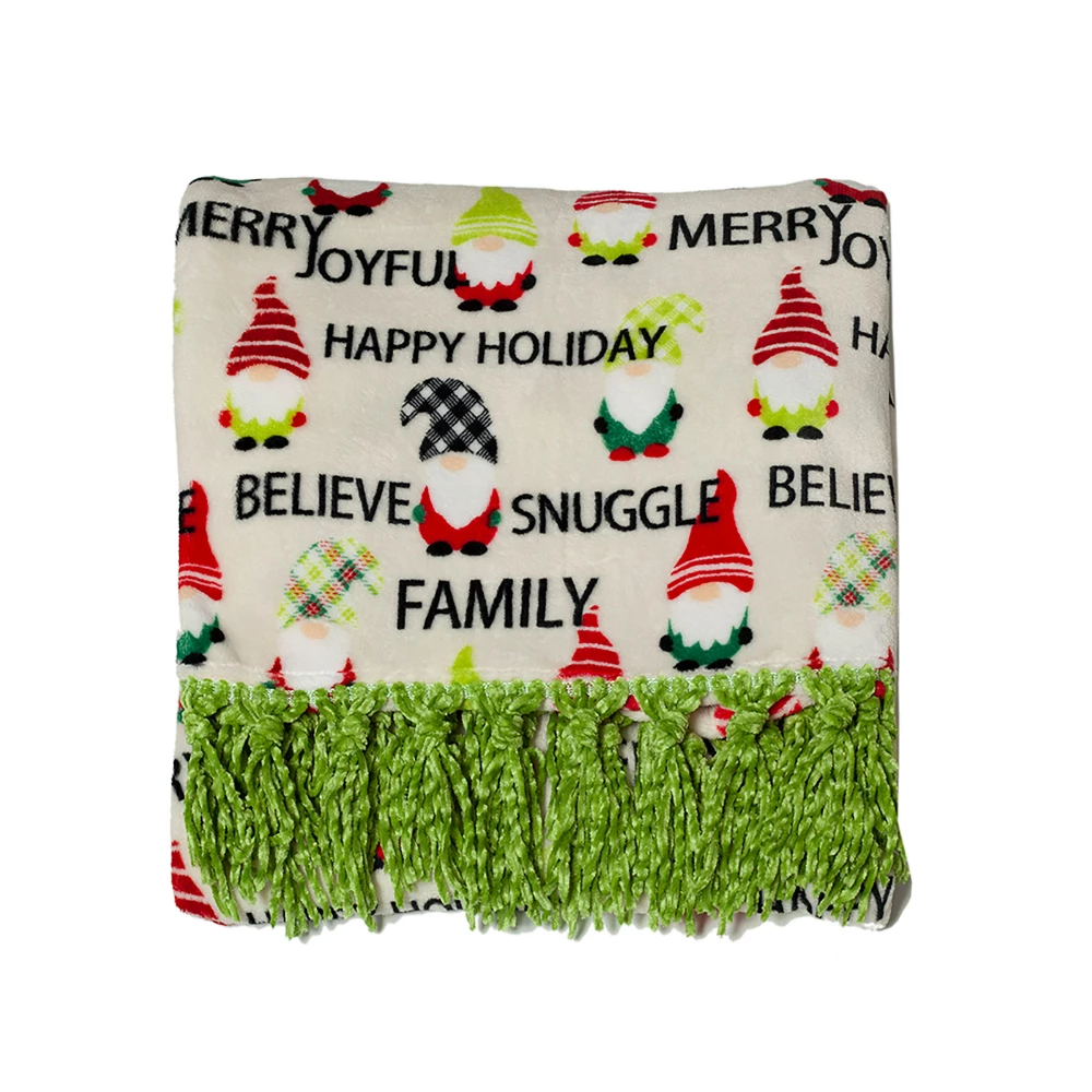URBAN DEER Joyful Gnome velvet 50x 60 throw with Fringe - RK-VELFR-JOY - Blankets & Bedspreads 4 URBAN DEER Joyful Gnome velvet 50x 60 throw with Fringe - RK-VELFR-JOY - Blankets & Bedspreads - Image 2