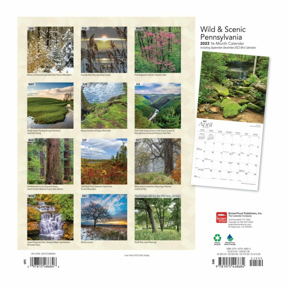 Brown Trout Pennsylvania Wild & Scenic 2023 Square Calendar - Calendars 4 Brown Trout Pennsylvania Wild & Scenic 2023 Square Calendar - Calendars - Image 2